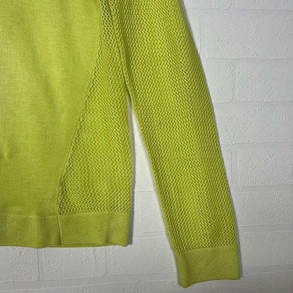 Cabi Womens Yellow Split Back Pullover Long Sleeve Mesh Sweater Size M - Picture 4 of 12